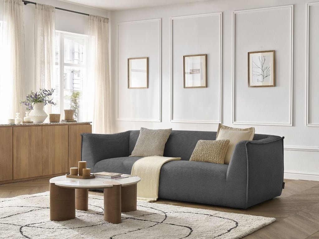 Produit similaire: Canapé droit fixe 3 places GIORGIA velours côtelé gris foncé BOBOCHIC