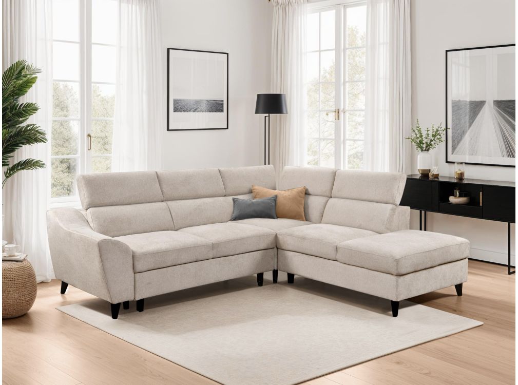 Produit similaire: Canapé d'angle VERLA 4 places convertible avec coffre en tissu