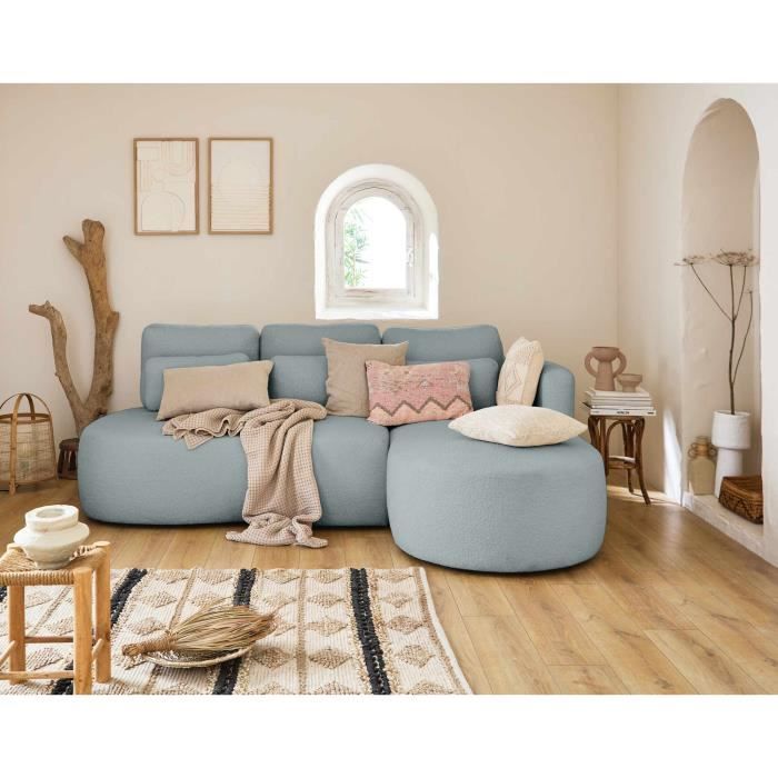 Produit similaire: Mahina - canapé d'angle droit - 4 places - convertible avec coffre - en tissu bouclette - Bleu