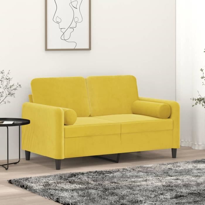 Produit similaire: Canapé salon séjour | Canapé 2 places | avec oreillers décoratifs jaune 120 cm velours 138x77x80 cm