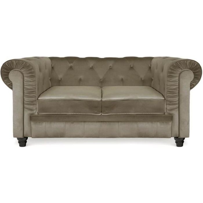 Produit similaire: Canapé Chesterfield 2 places - Velours Taupe - MEUBLER DESIGN - Classique - Moelleux - 158x82x72cm