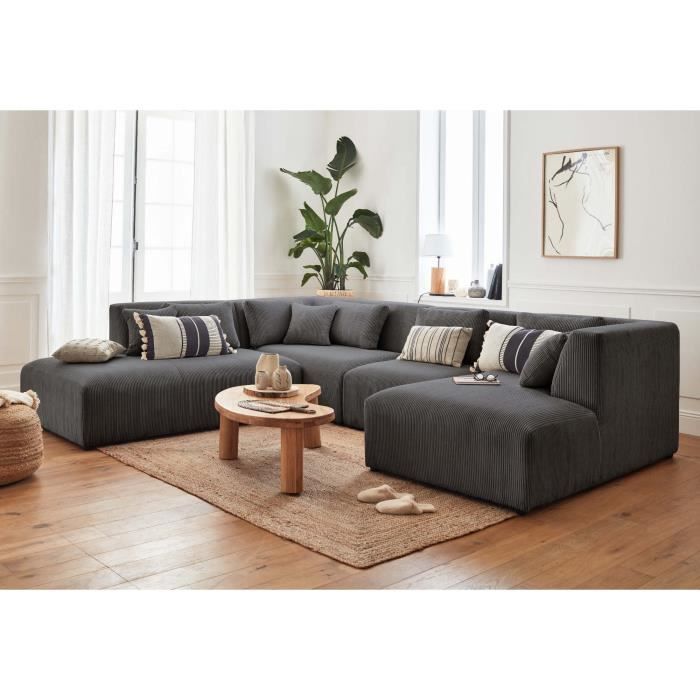 Produit similaire: Victoire - canapé d'angle panoramique modulable - 7 places - en velours côtelé - angle gauche fixe - Gris foncé
