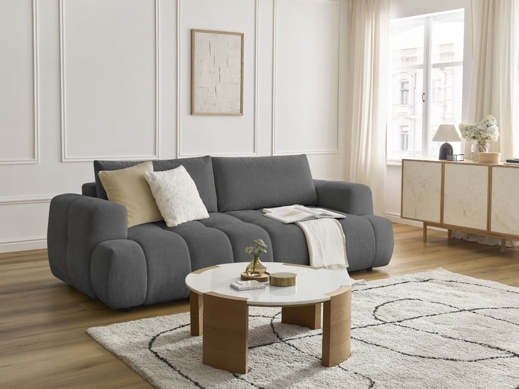 Produit similaire: Canapé droit convertible 3 places FUJI tissu lisse gris foncé BOBOCHIC