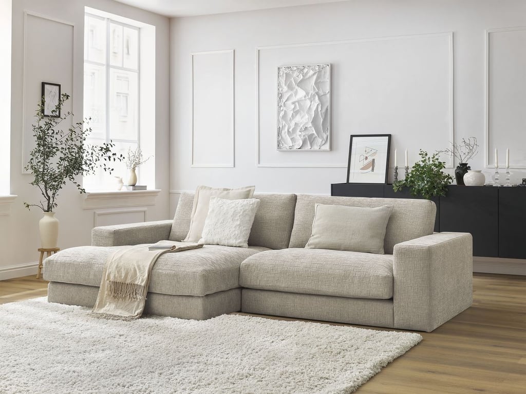 Produit similaire: Canapé d'angle fixe LEONARD tissu texturé beige angle gauche BOBOCHIC 4 places