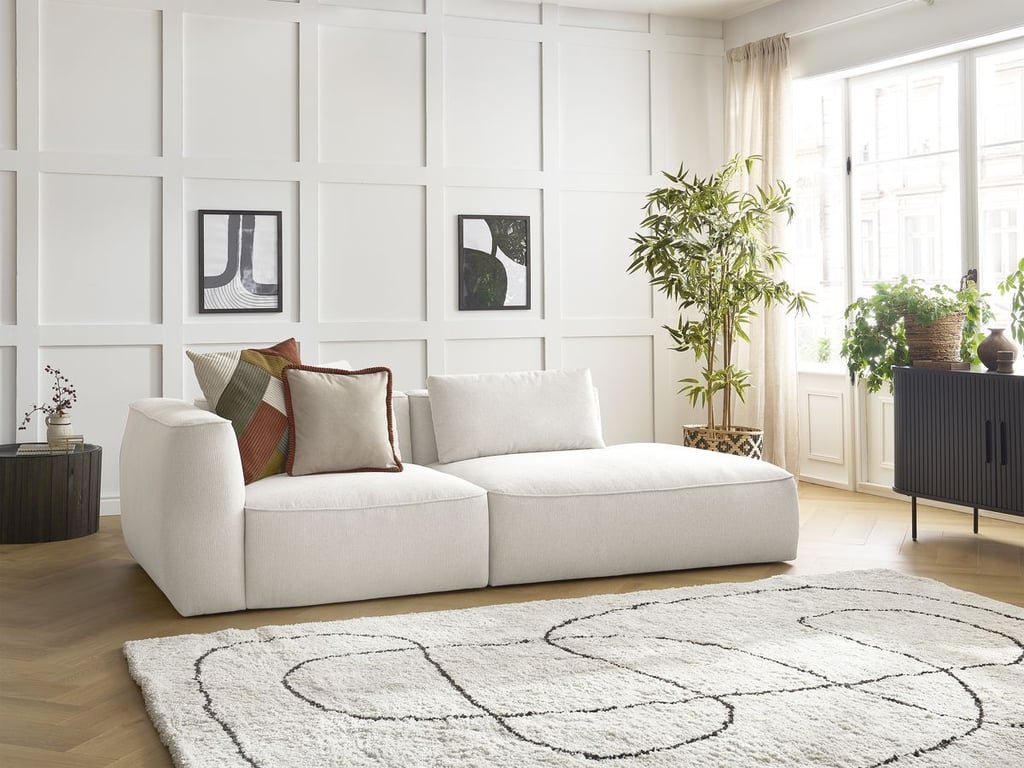 Produit similaire: Canapé droit fixe 3 places LEOPOLD tissu chiné blanc accoudoir gauche BOBOCHIC