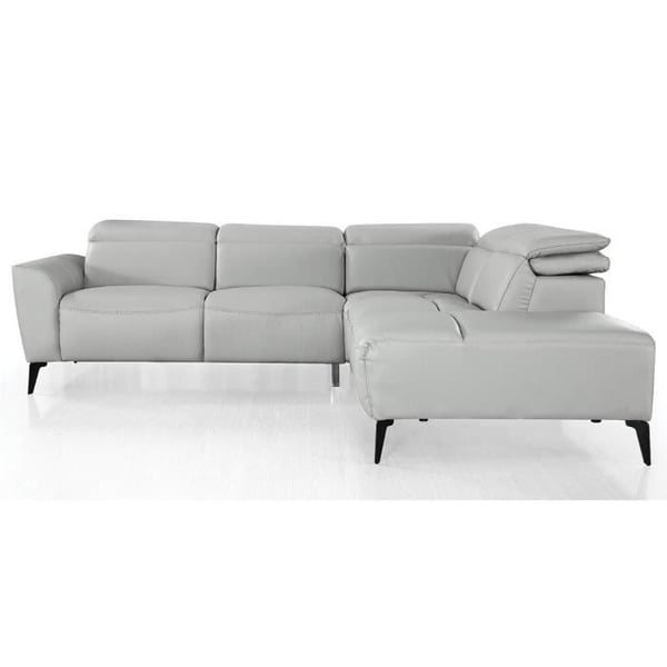 Zoe - Canapé d'angle fixe 5 places cuir gris