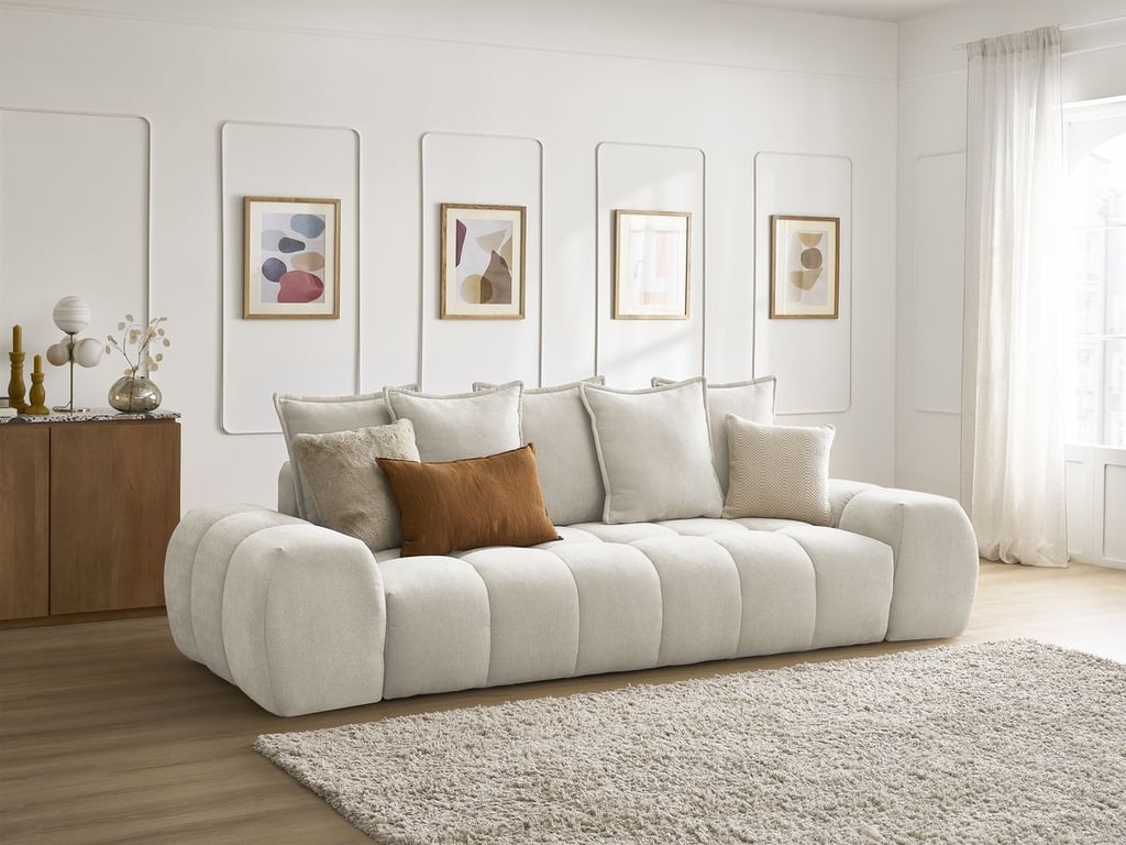 Produit similaire: Everest canapé droit fixe 3 places tissu texturé beige
