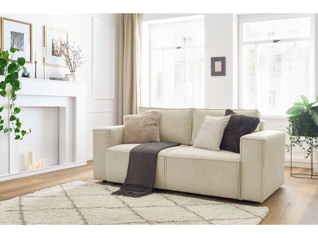 Produit similaire: Canapé droit fixe 2 places NIHAD velours côtelé beige BOBOCHIC