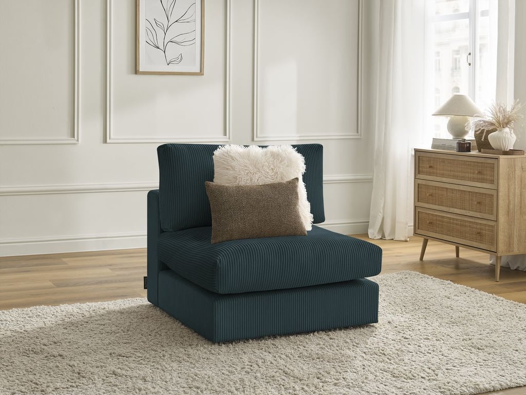 Produit similaire: Chauffeuse 1 place pour canapé modulable PARIS velours côtelé bleu foncé BOBOCHIC 1 places