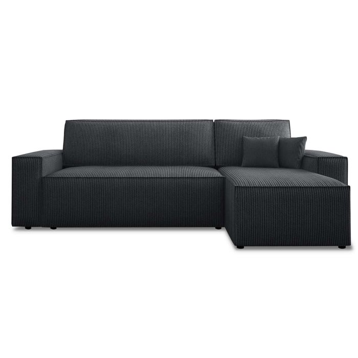 Produit similaire: Canapé d'angle convertible réversible Lorenzo en velours côtelé Noir