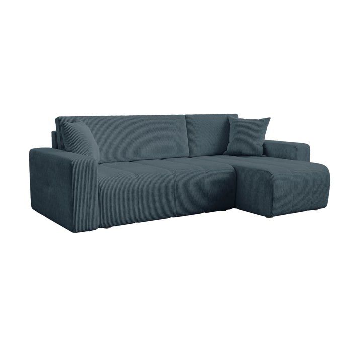 Canapé Alicia 3 places angle velours côtelé bleu - Vue supplémentaire 1