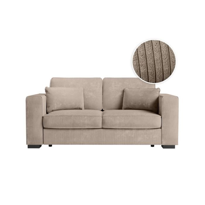 Produit similaire: Canapé droit fixe 2 places BELAMI en velours côtelé - Taupe - L181 x P93 x H86cm - LOUNGITUDE