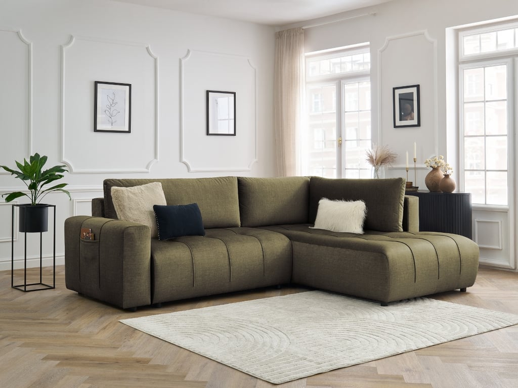 Produit similaire: Canapé d'angle L convertible coffre ARSENE tissu velours vert angle droit BOBOCHIC 3 places