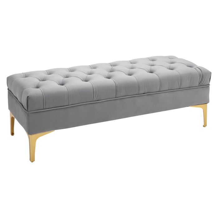 Produit similaire: HOMCOM Banc banquette capitonnée bout de lit style classique chic dim. 118L x 45l x 42H cm piètement métal doré velours gris clair