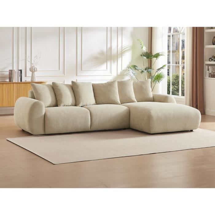 Produit similaire: Canapé d'angle droit en tissu texturé beige BAVOPO
