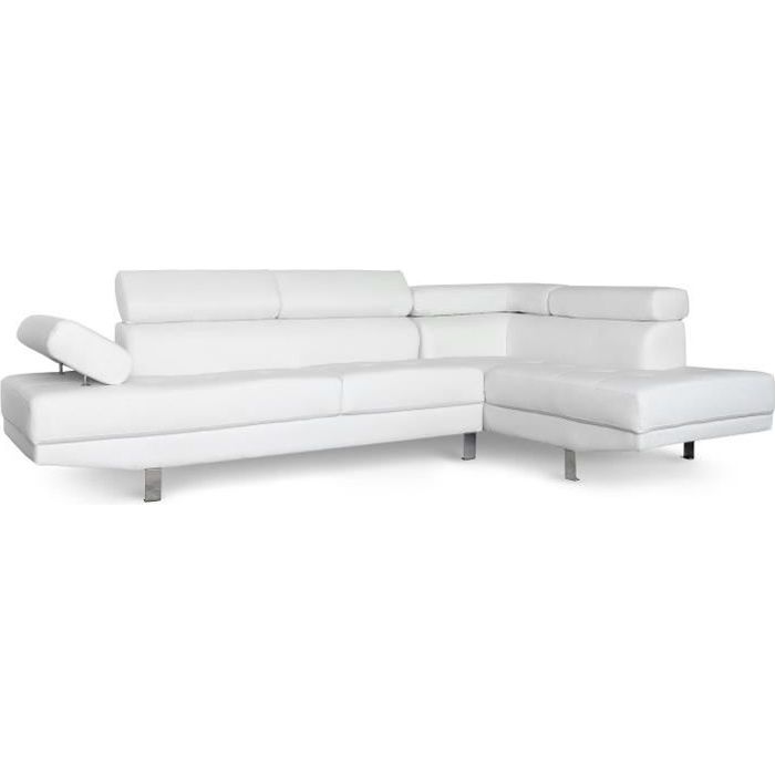 Produit similaire: Canapé d'angle confort avec têtières relevables - MENZZO - Alfa Blanc - Contemporain - Design - 5 places