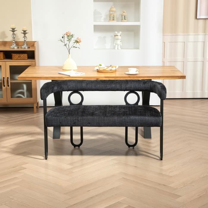 Produit similaire: Canapé double - DREAMMESPACE - Tissu chenille noir - Design ergonomique - 2 places - Cadre métal solide