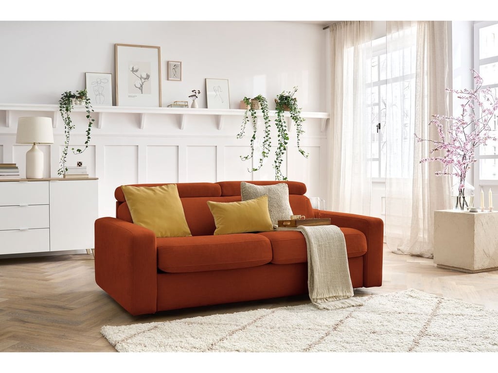 Produit similaire: Canapé droit convertible MONACO ouverture express tissu lisse orange 160x190 BOBOCHIC 3 places
