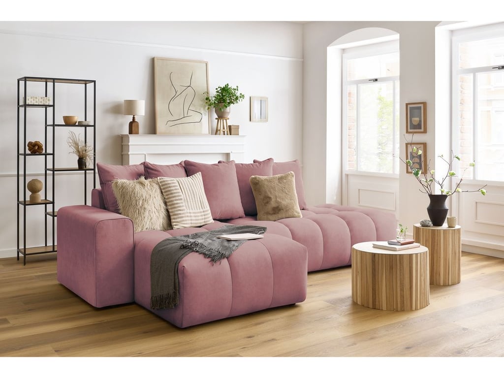 Produit similaire: Canapé d'angle fixe MONT-BLANC velours rose angle gauche BOBOCHIC 3 places