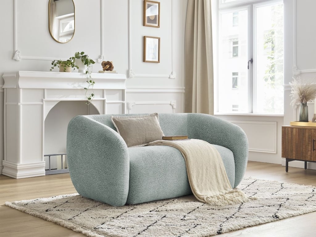 Produit similaire: Canapé droit fixe 2 places CELINE tissu texturé bleu clair BOBOCHIC