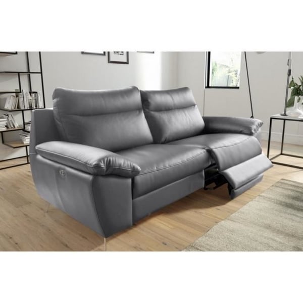 Perini - Canapé 2 places cuir gris