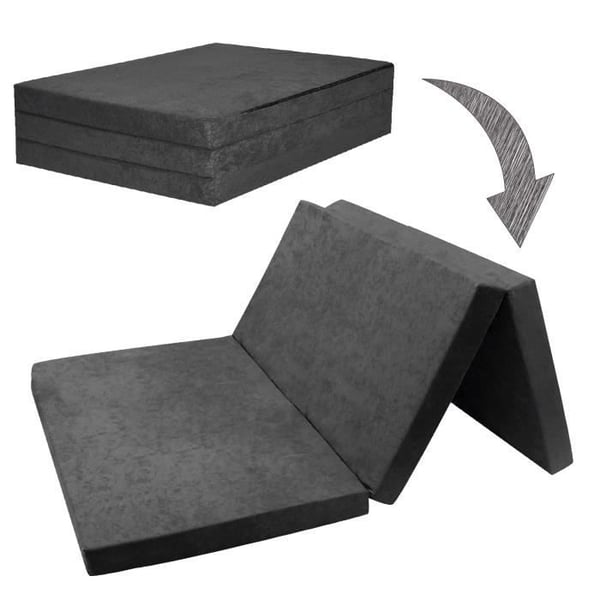 Chauffeuse couchage d'appoint 2 places matelas pliant lit d'invité futon 195x120x7cm GRIS