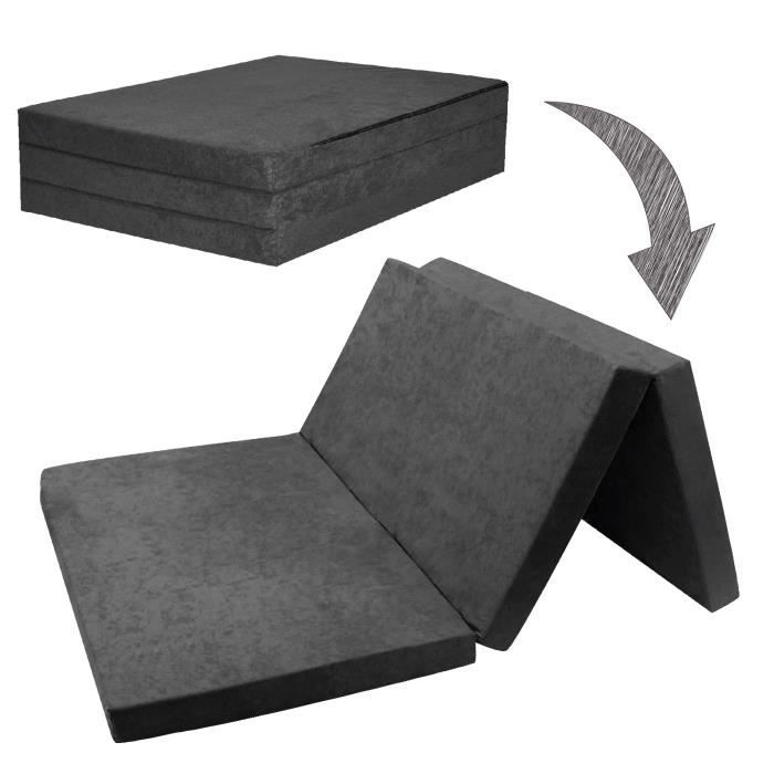 Produit similaire: Chauffeuse couchage d'appoint 2 places matelas pliant lit d'invité futon 195x120x7cm GRIS