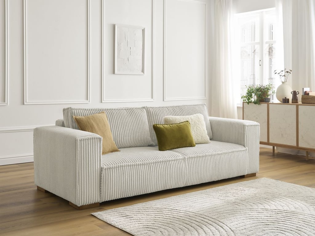 Produit similaire: Canapé droit fixe 3 places CHELSEA gros côtelé doux beige BOBOCHIC