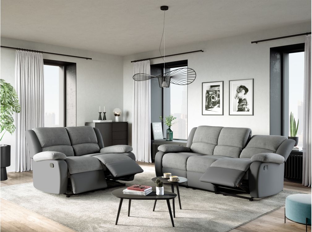 Produit similaire: RELAXXO - Ensemble canapés relax manuels LEO 3 + 2 places en microfibre et simili