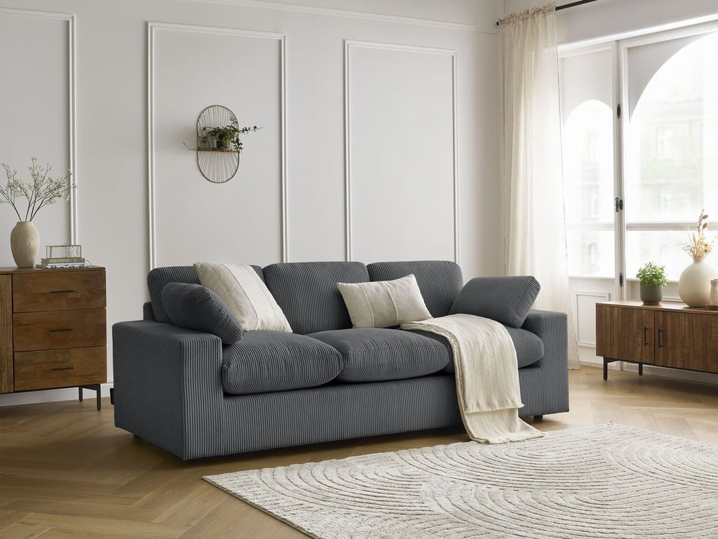 Produit similaire: Canapé droit fixe compact BELAIR velours côtelé gris foncé BOBOCHIC 3 places