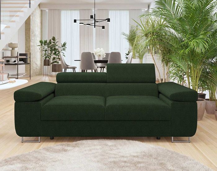 Produit similaire: Pablo - canapé droit 2 places avec têtières ajustables - en velours côtelé - Vert