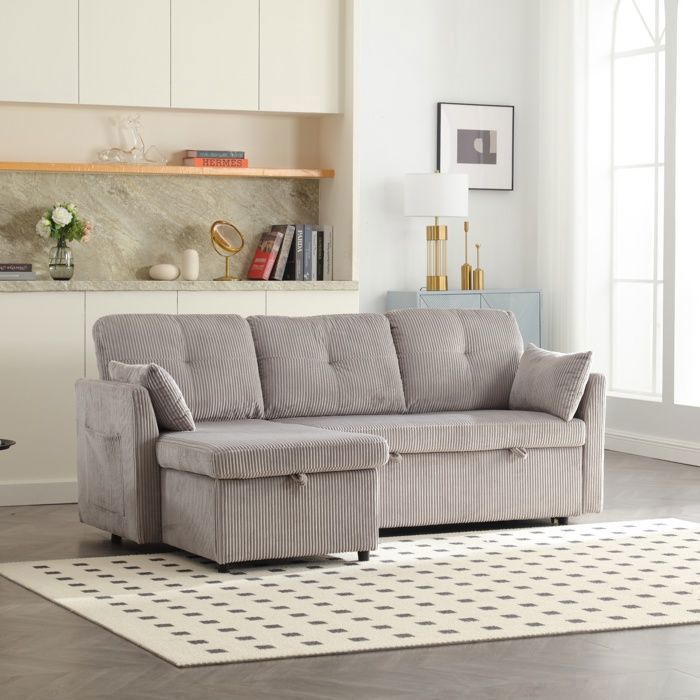Produit similaire: Abrihome Canapé Sectionnel 3 en 1 en L avec Siège Inclinable Réversible et Rangement Intégré, Convertible en Lit - Gris Clair