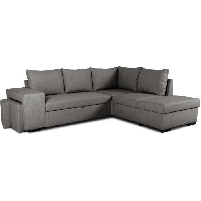 Produit similaire: Canapé d'angle convertible réversible 4 places MITCHELL - Tissu Anthracite - L 247 x P 91 x H 205 cm - Coffre de rangement