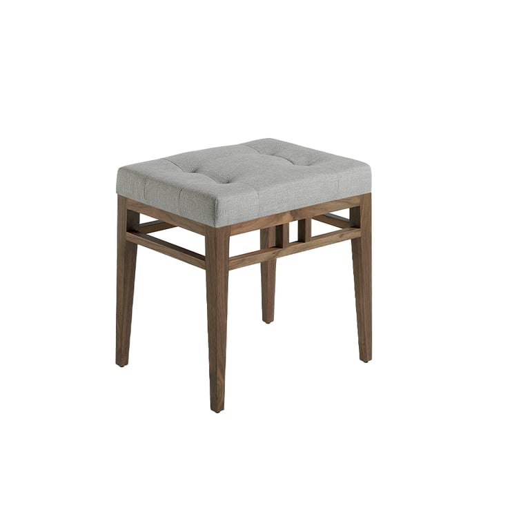 Produit similaire: Tabouret tissu gris et structure en bois plaqué noyer.