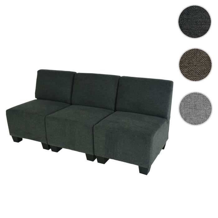 Modular Canapé 3 places Lyon, tissu/textile ~ marron, sans accoudoirs