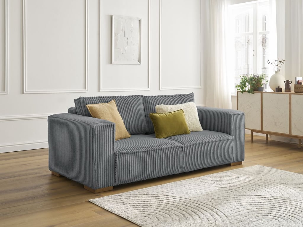 Produit similaire: Canapé droit fixe 2 places CHELSEA gros côtelé doux gris foncé BOBOCHIC