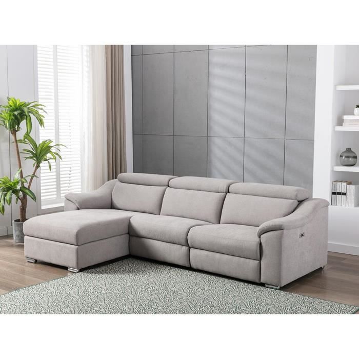 Produit similaire: Canapé d'angle relax en tissu gris clair PEDRERA - Angle gauche