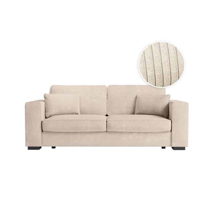 Produit similaire: Canapé droit fixe 3 places BELAMI en velours côtelé - Beige - L231 x P93 x H86cm - LOUNGITUDE