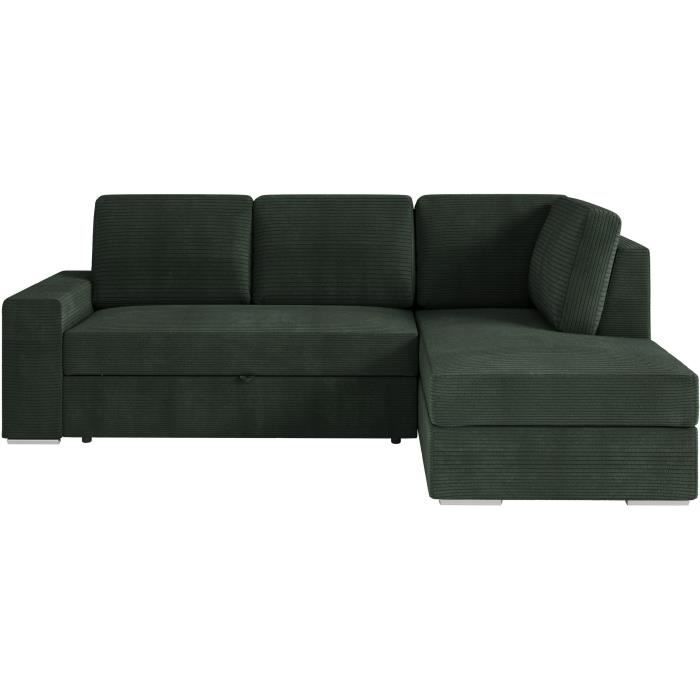 Produit similaire: Canapé d'angle droit 3 places convertible ADEN avec coffre en velours côtelé - Vert foncé - L246 x P174 x H96cm - LOUNGITUDE