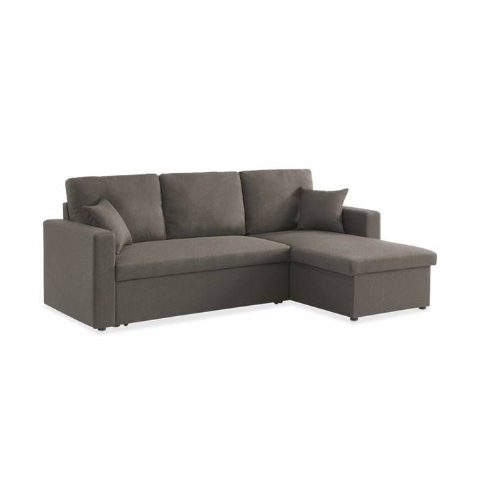 Produit similaire: Canapé d'angle convertible en tissu marron - IDA - 3 places. fauteuil d'angle réversible coffre rangement lit modulable