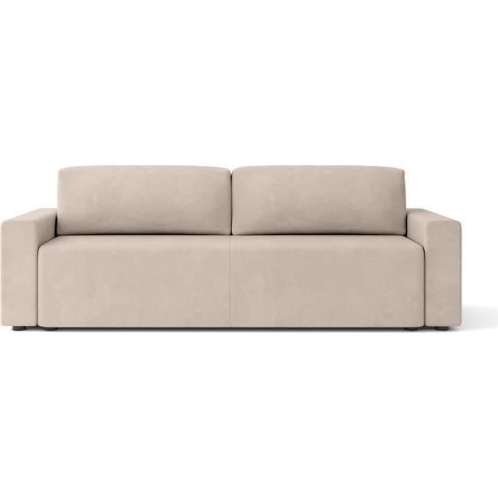 Produit similaire: Canapé droit convertible MAX en velours grège 3 places - Coffre de rangement - BAÏTA