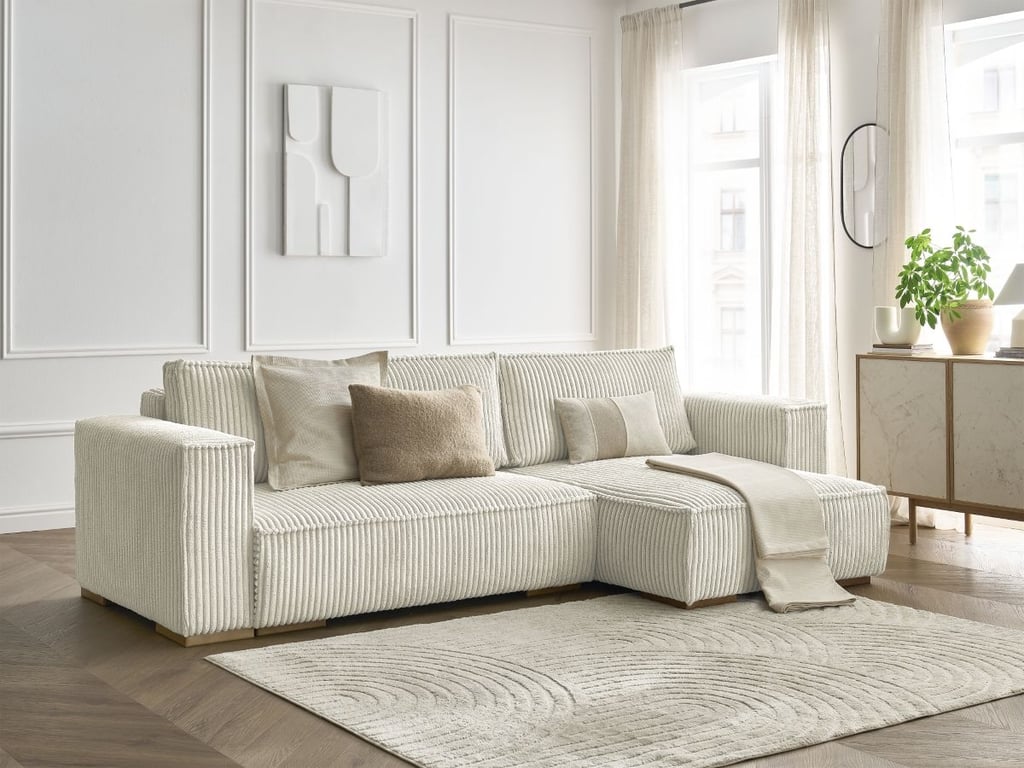 Produit similaire: Canapé d'angle convertible réversible coffre CHELSEA gros côtelé doux beige réversible BOBOCHIC 3 places