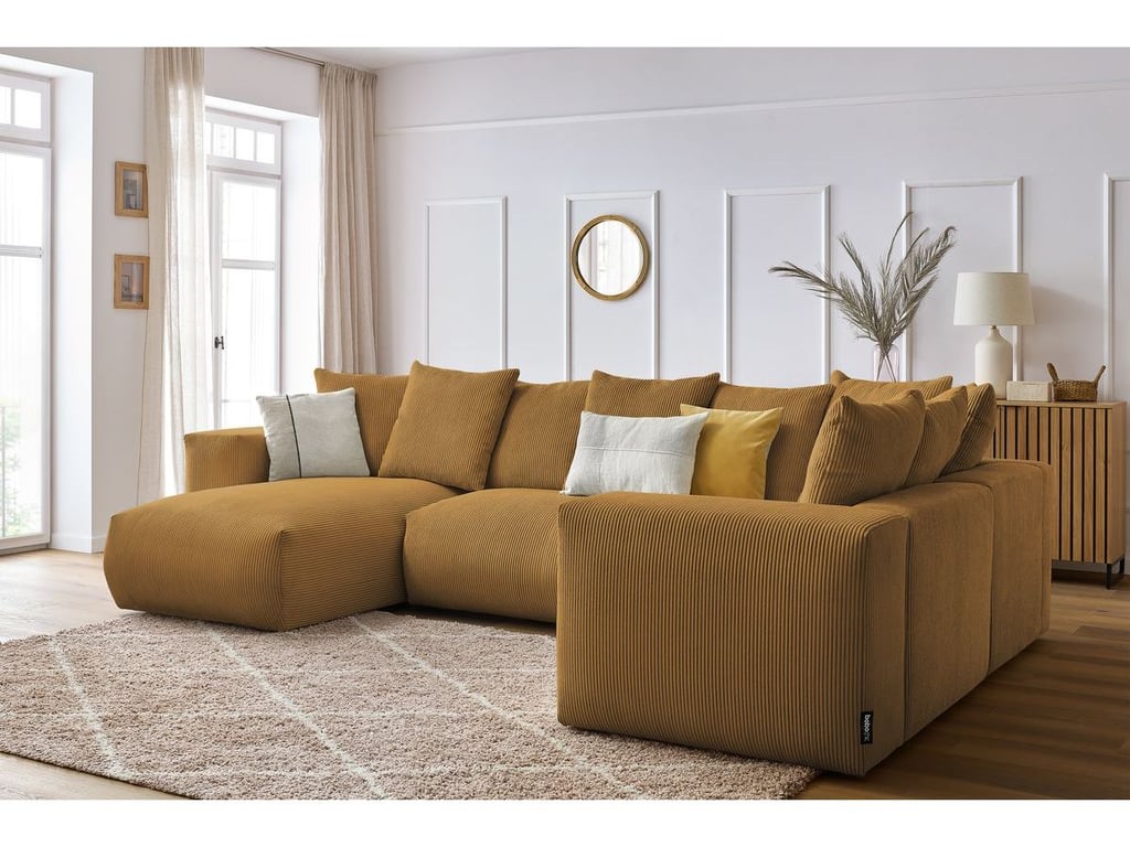 Produit similaire: Canapé panoramique fixe modulable VOLTAIRE 1 méridienne, 1 chauffeuse 2 place, 1 angle, 1 chauffeuse 1 place jaune angle gauche BOBOCHIC 5 places