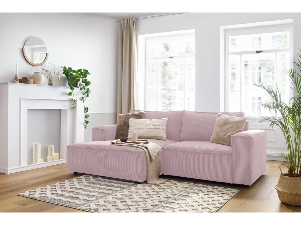 Produit similaire: Canapé d'angle fixe compact NIHAD velours côtelé violet angle gauche BOBOCHIC 3 places