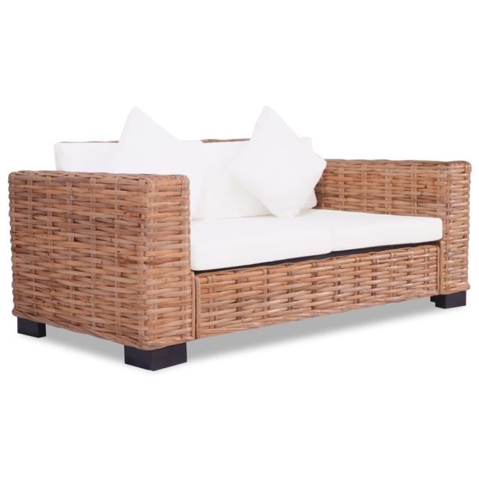 Produit similaire: Canapé à 2 places en Rotin naturel - OVONNI - Confortable Sofa - Convertible - Quotidien - Blanc