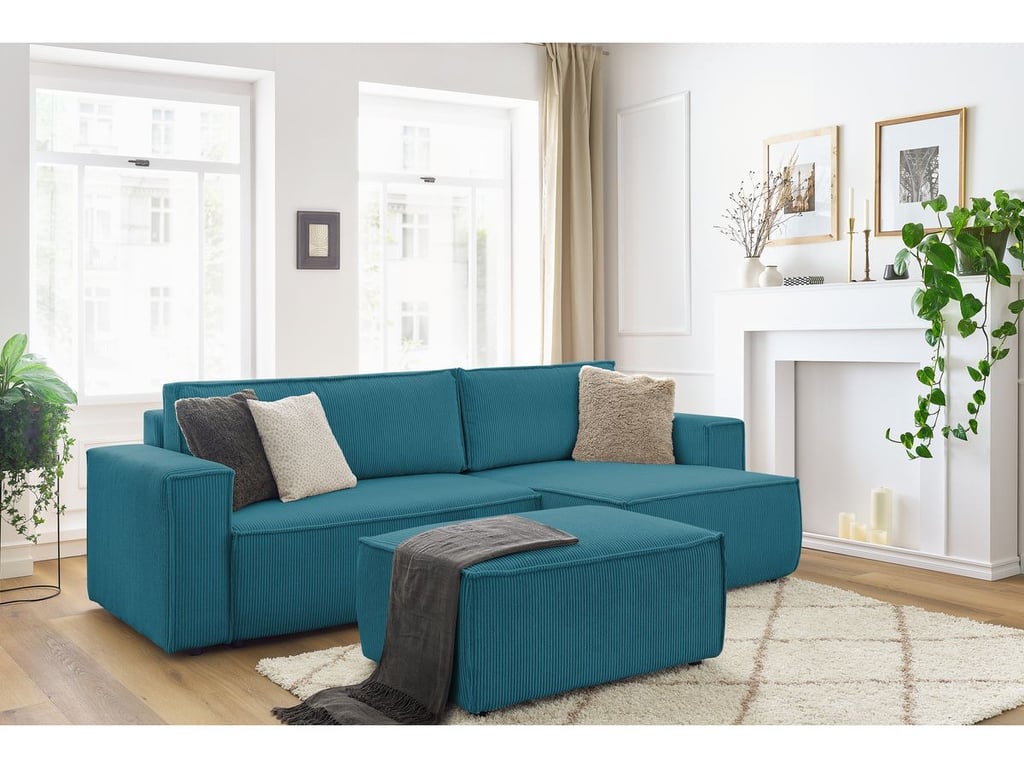 Produit similaire: Nihad canapé d'angle réversible convertible coffre 5 places velours côtelé bleu clair