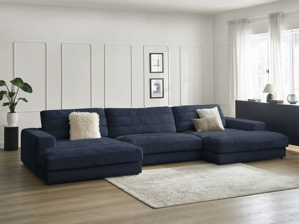 Produit similaire: Canapé panoramique fixe SIERRA tissu texturé bleu foncé BOBOCHIC 4 places