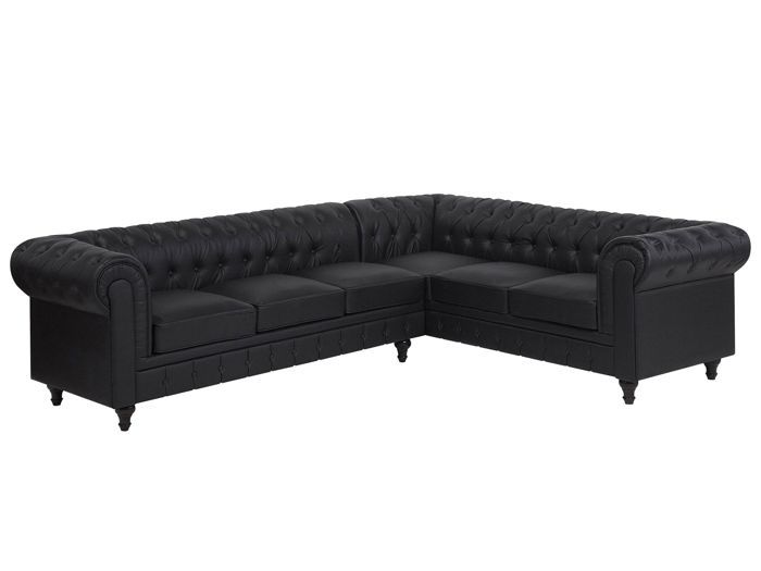 Produit similaire: Canapé d'angle gauche 6 places en cuir PU noir CHESTERFIELD