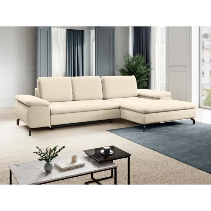 Produit similaire: Canapé d'angle droit convertible en tissu texturé beige ARCHIBALD