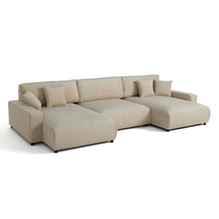 Produit similaire: Pivoine - canapé panoramique en U - 7 places - convertible avec coffre - en velours côtelé